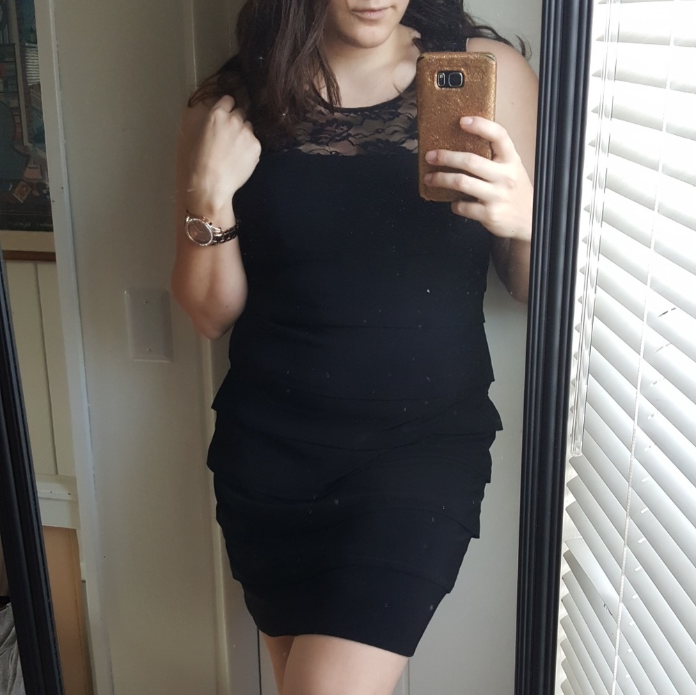 Dress Barn Black Pleated Dress